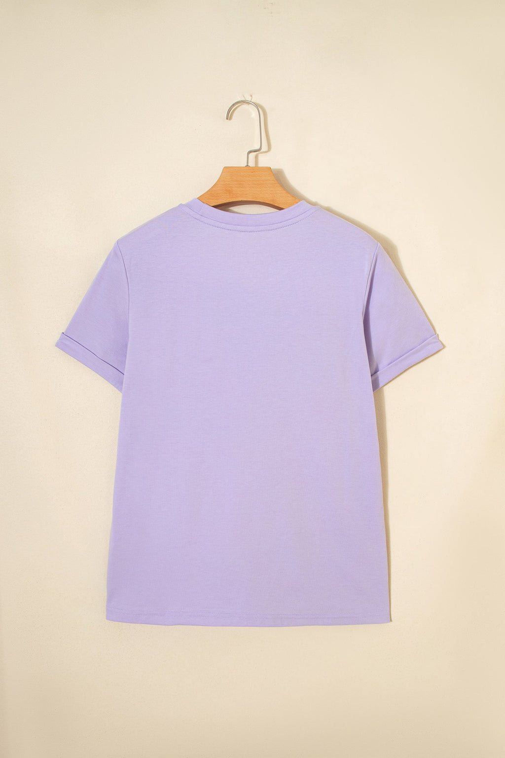 Orchid Petal Casual Plain Crew Neck Tee