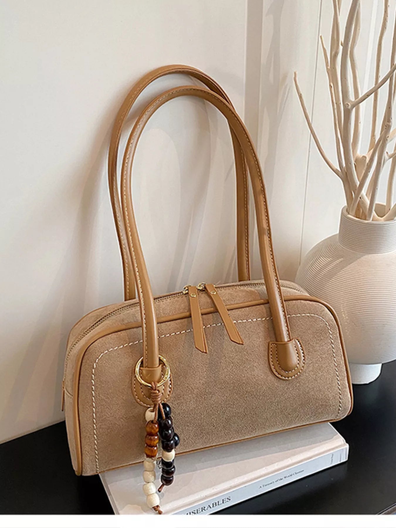Zipper Closure Shoulder Bag