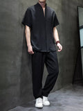 Men's Plus Size Casual Short Sleeve Top and Pants Set
