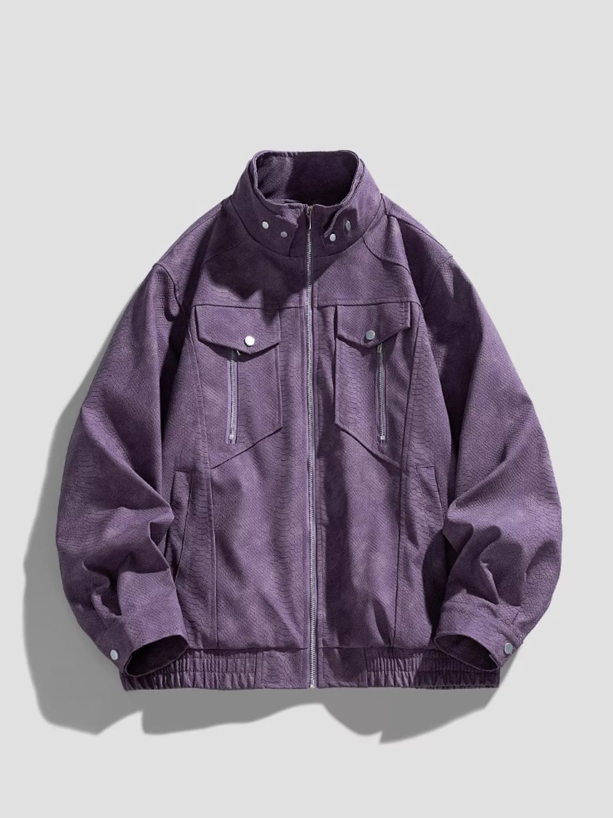 Me's Plus Size Zip Up Casual Jacket