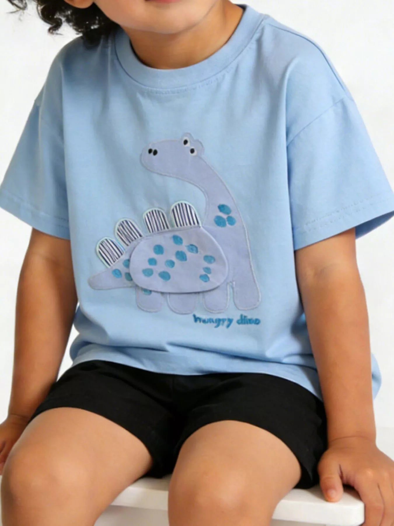 Children's Dinosaur Applique Short Sleeve T-Shirt