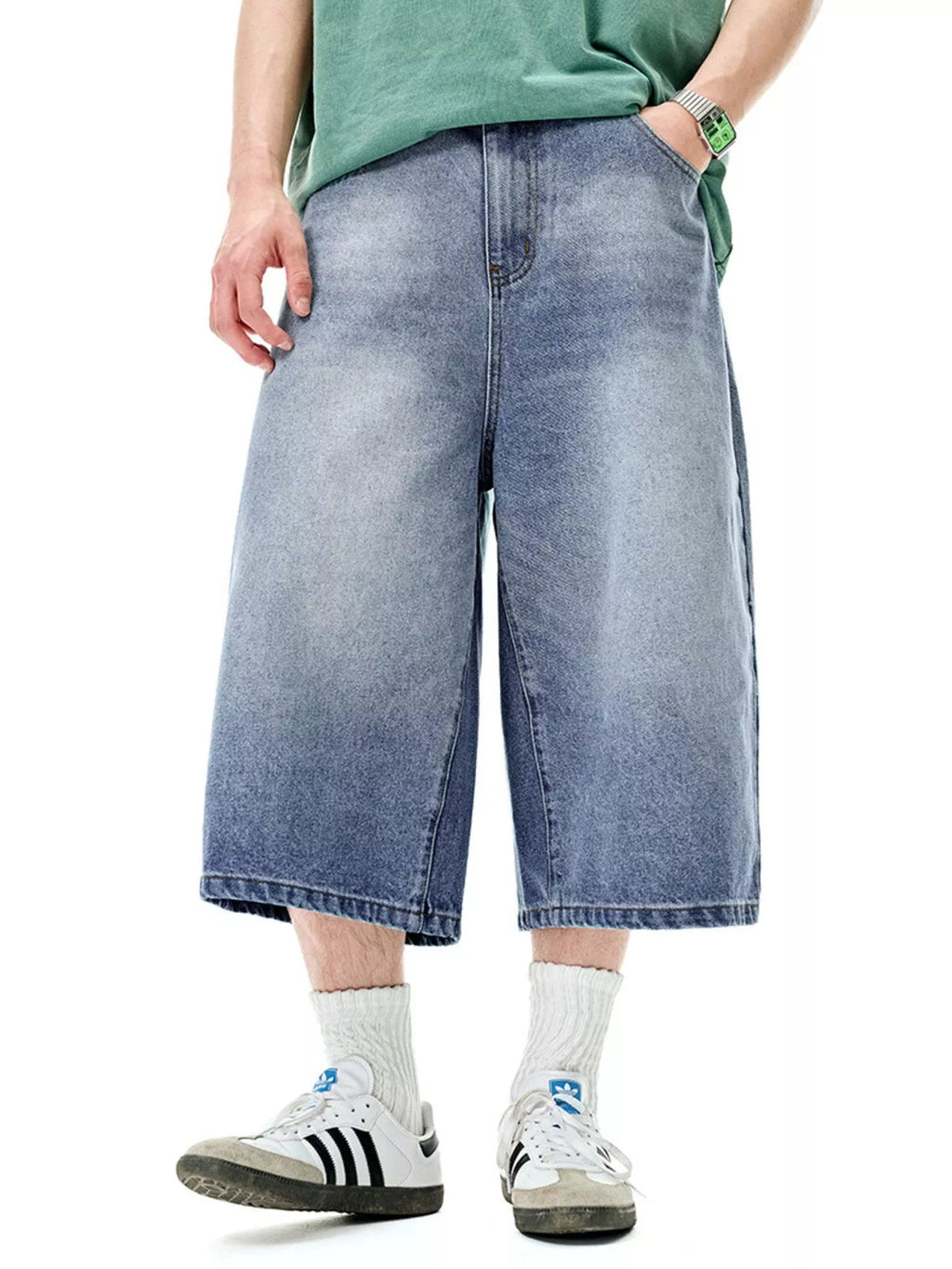 Men's Wide Leg Denim Shorts