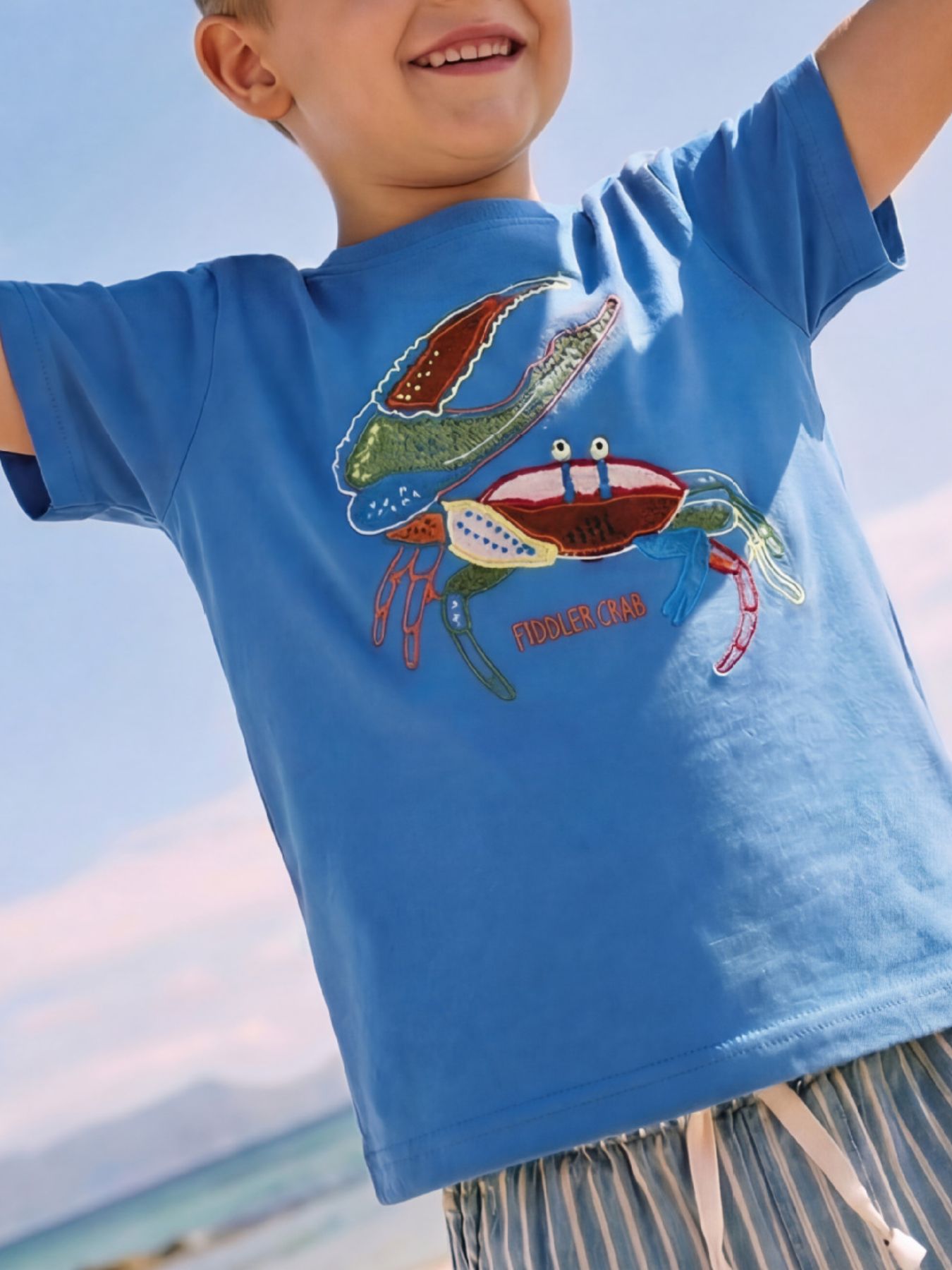 Children's Embroidered Crab Short Sleeve T-Shirt