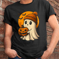 Cute Ghost with Pumpkin for Halloween Costume Party Spooky T-Shirt - Halloween Unisex T-Shirt/Hoodie - NGHL00