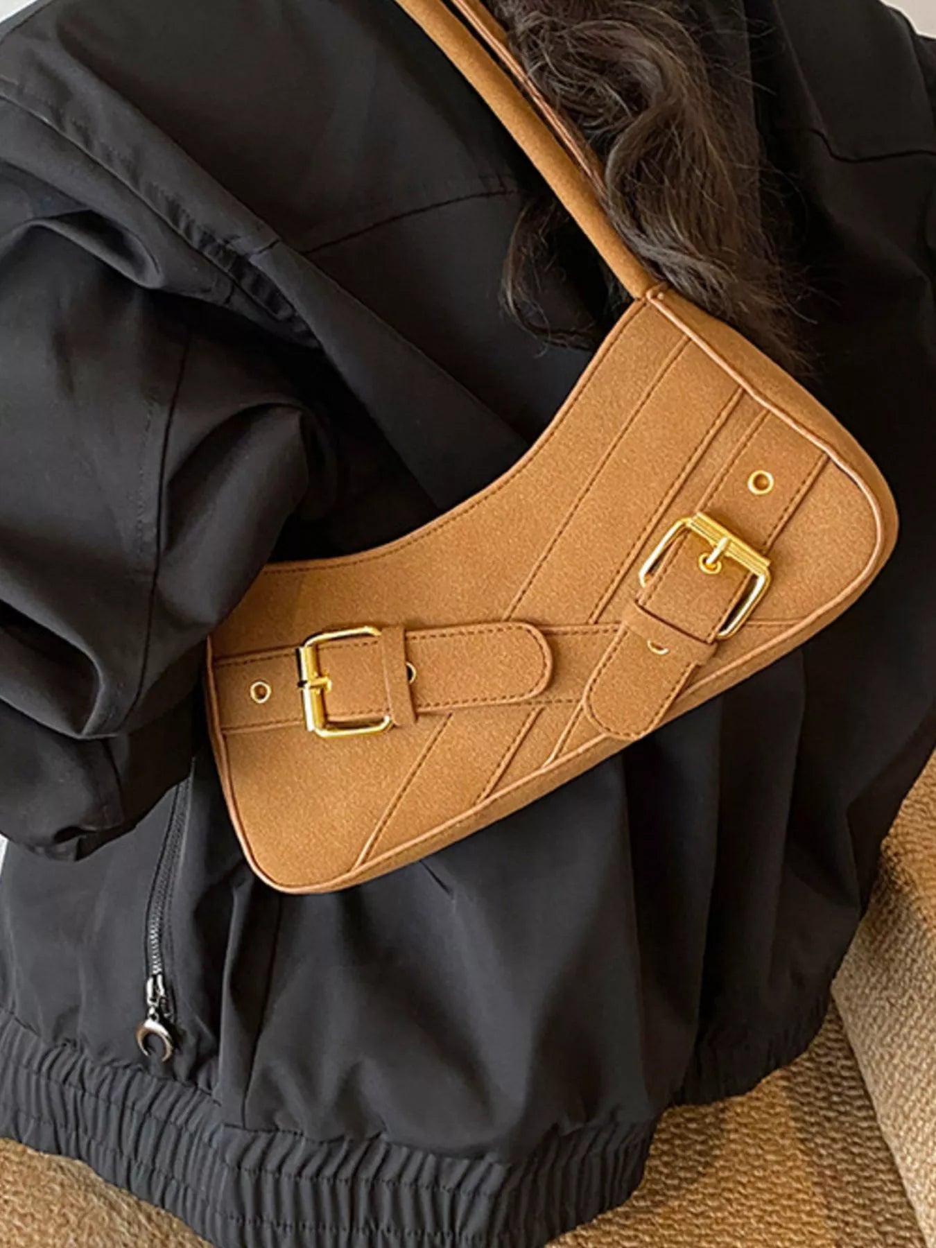 Buckle Decor Shoulder Bag