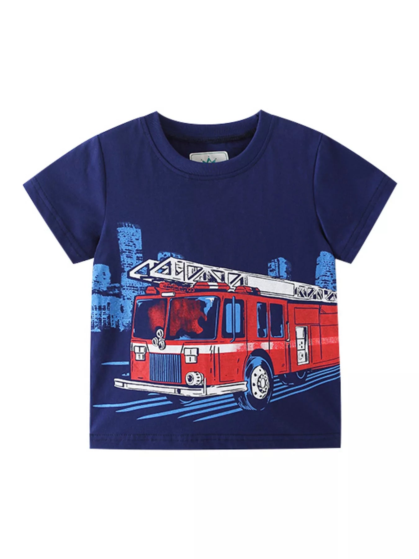 Children's Fire Truck Graphic Short Sleeve T-Shirt