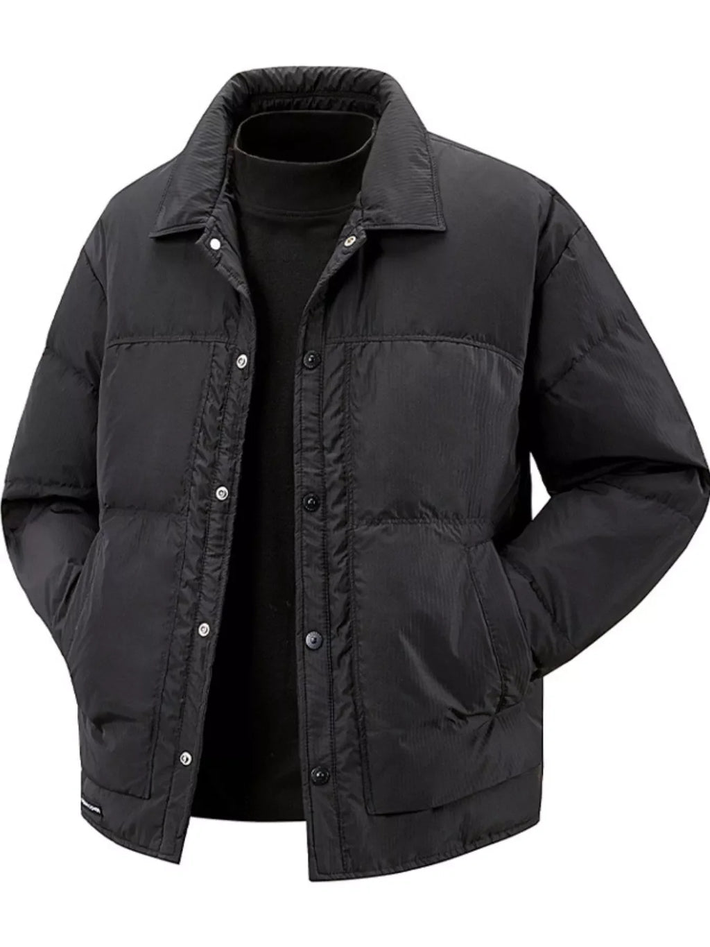 Men's Plus Size Snap Down Puffer Jacket