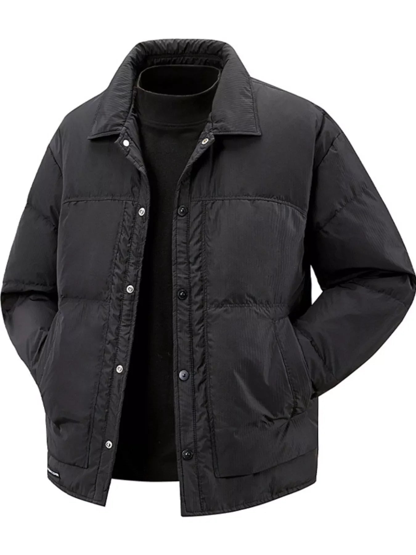 Men's Plus Size Snap Down Puffer Jacket