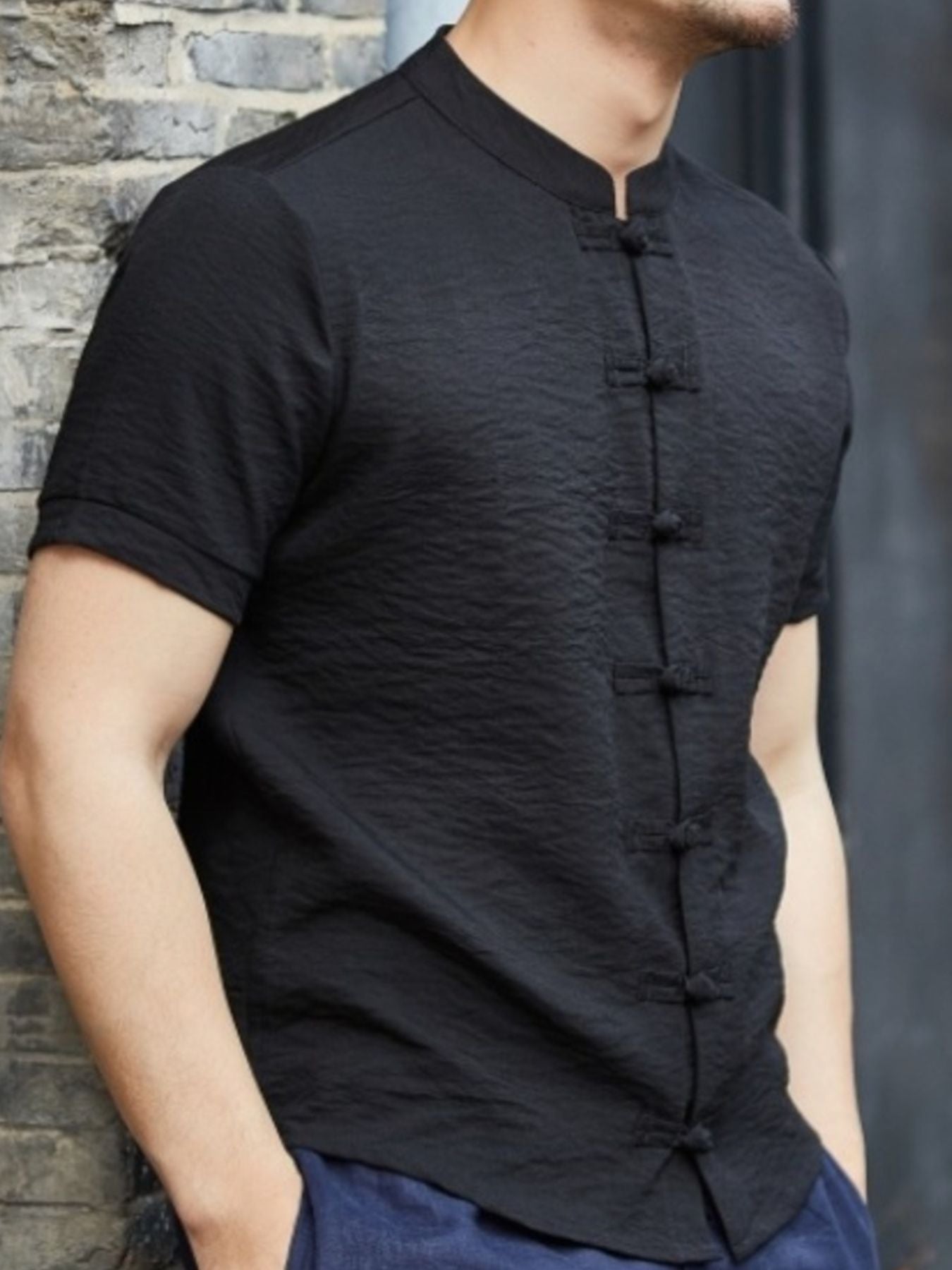 Men's Full Size Chinese Style Short Sleeve Shirt Plus Size