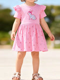 Children's Bunny Applique Ruffle Sleeve Dress