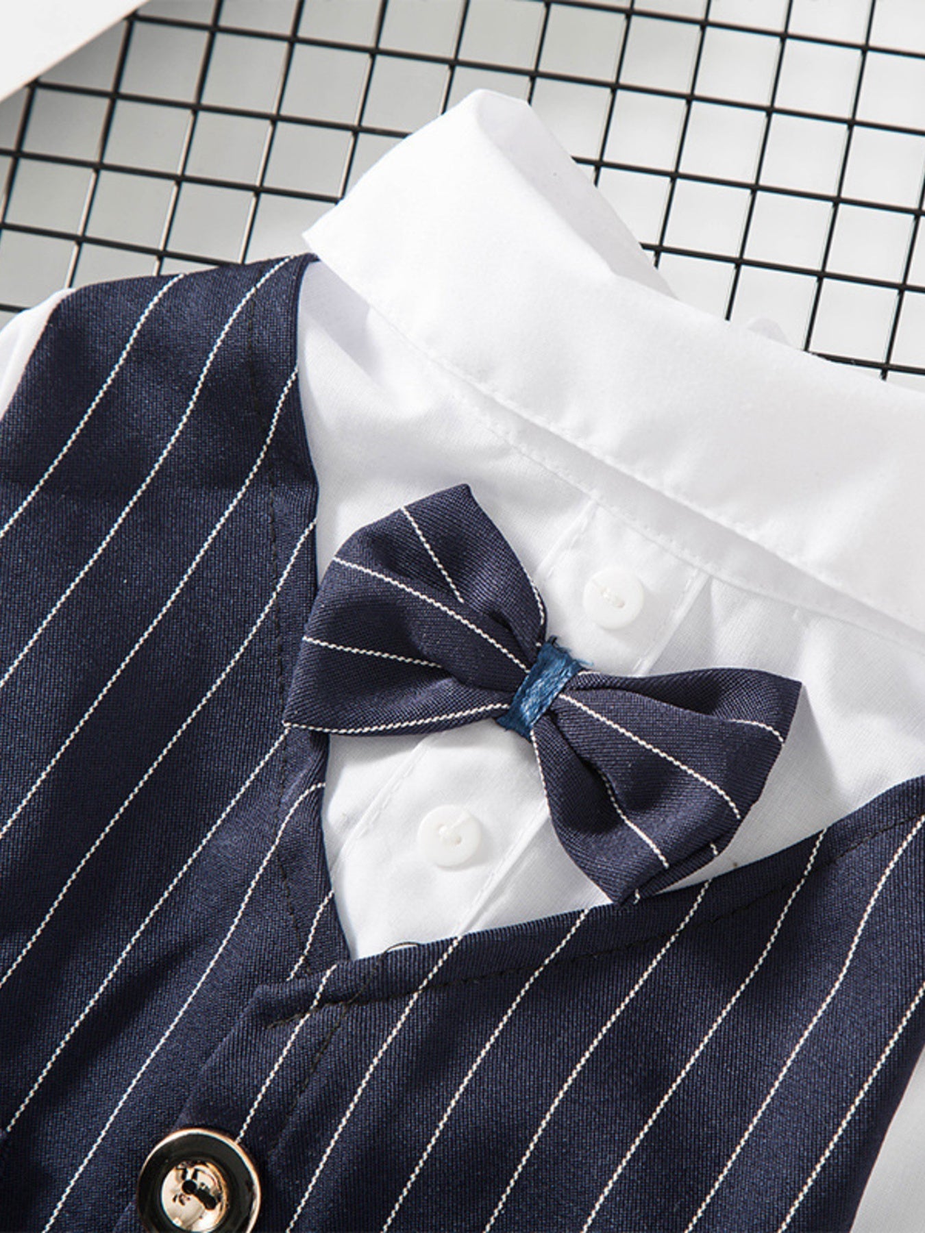 Striped Bow Tie Pet Blazer