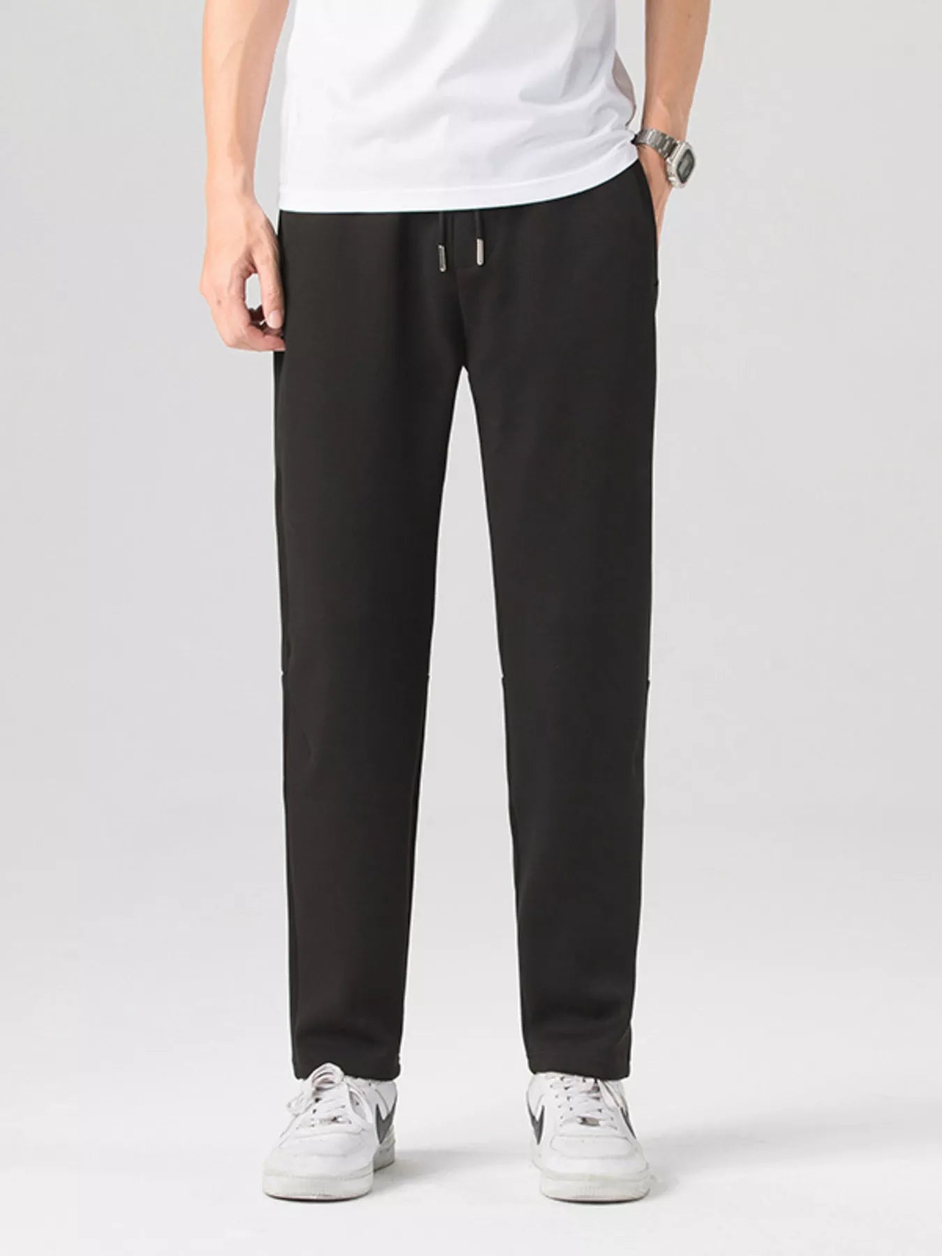 Men's Plus Size Casual Drawstring Straight-Leg Pants