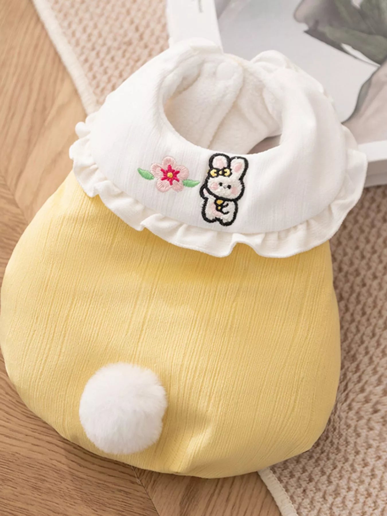 Button-Down Pet Jumpsuit with Ruffle Collar