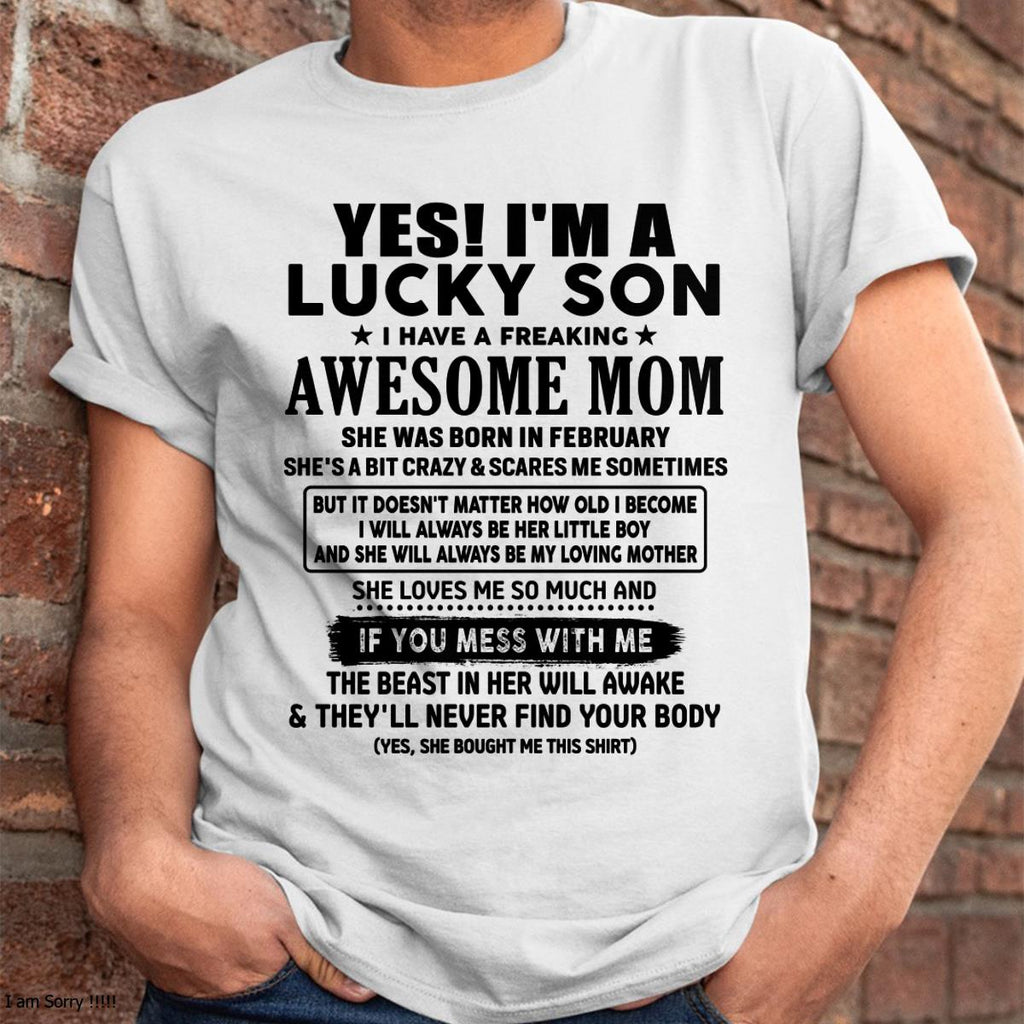 February - I am Lucky Son - Gift For Son From Mom - NGHL02 - (SKU-T1206LMS-02)