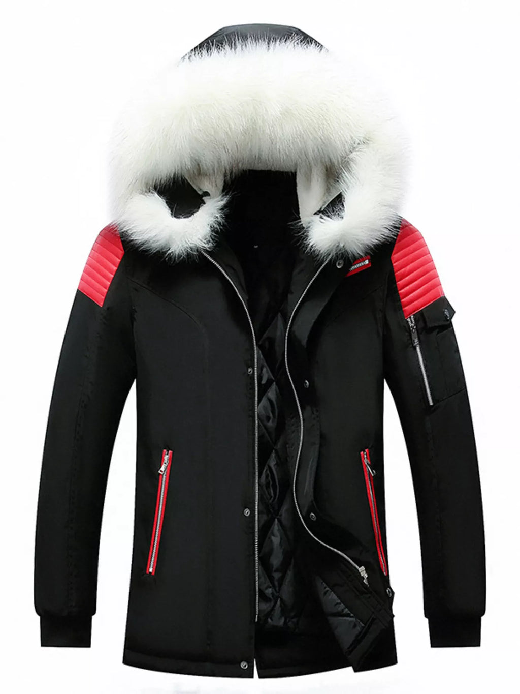 Men's Plus Size Fur Hooded Winter Parka Jacket