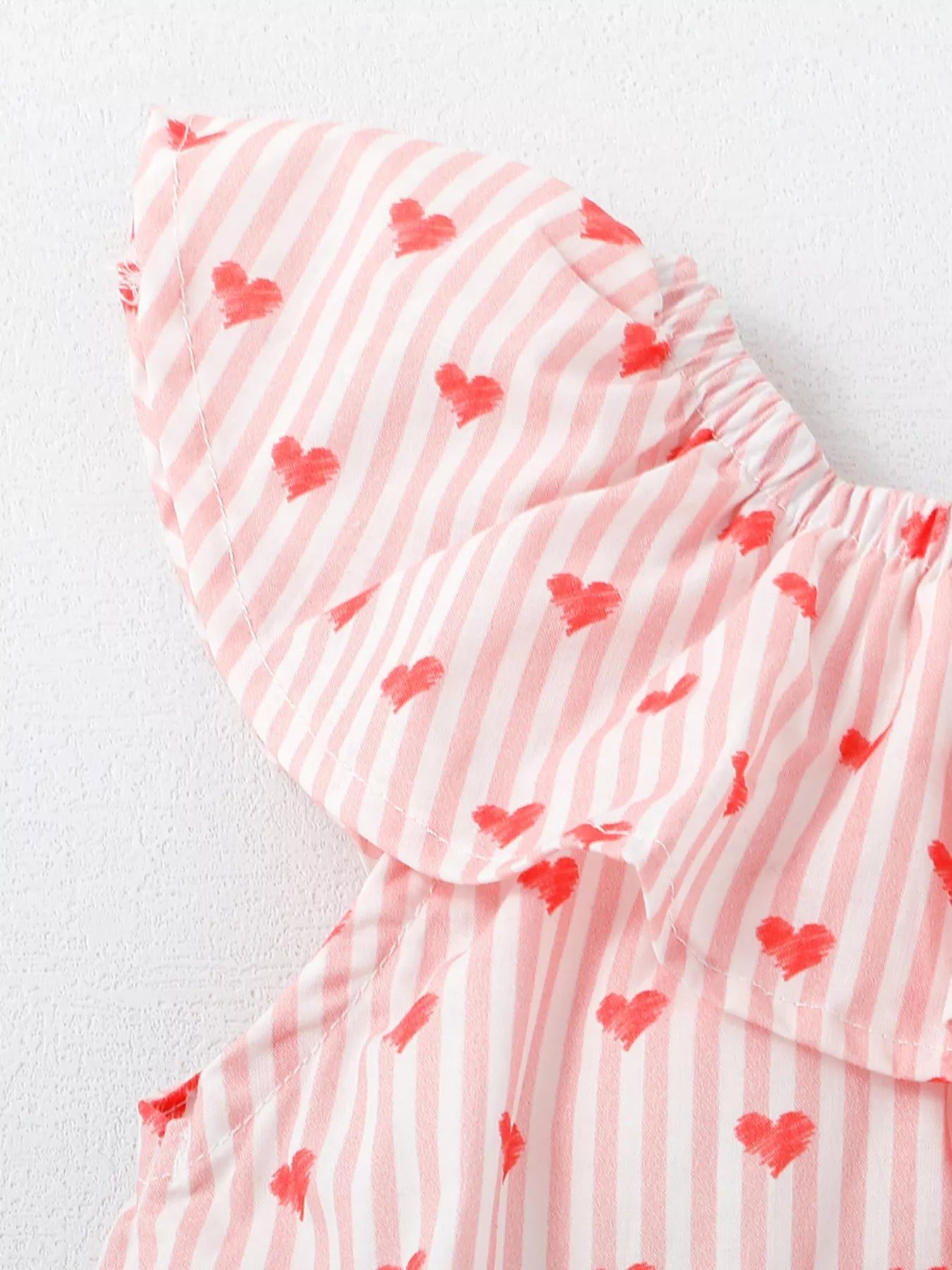 Children's Heart Print Ruffle Trim Dress