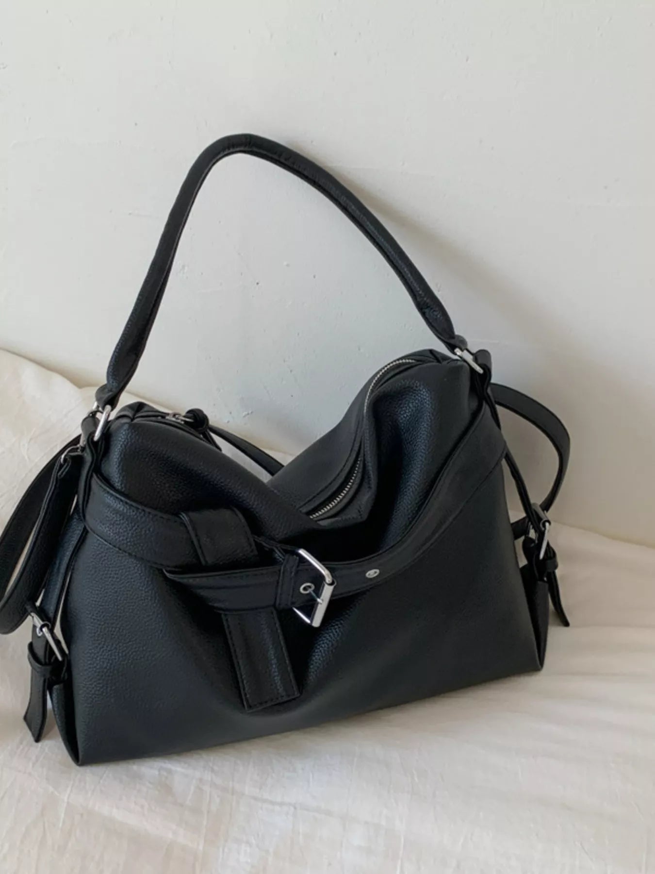Decor Buckle Leather Shoulder Bag