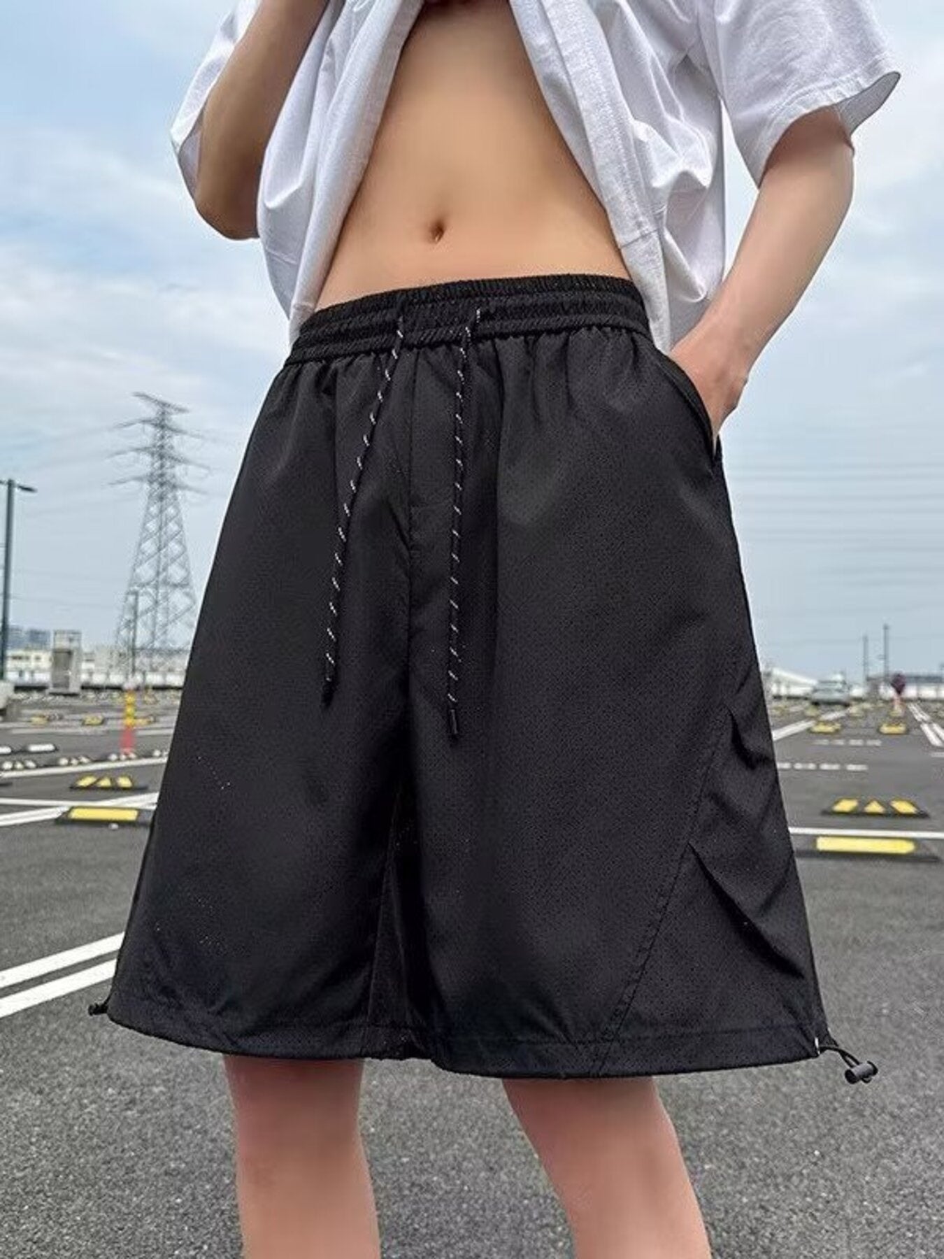 Men's Plus Size Casual Loose-Fit Drawstring Shorts