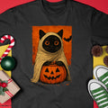 Funny Vintage Black Cat Halloween Pumpkin Spooky Ghost Women T-Shirt - Halloween Unisex T-Shirt/Hoodie - NGHL00