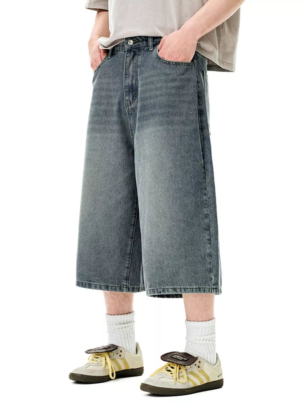 Men's Wide Leg Denim Shorts
