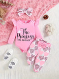 Children's Graphic Ruffled Top and Pants Set with Headband