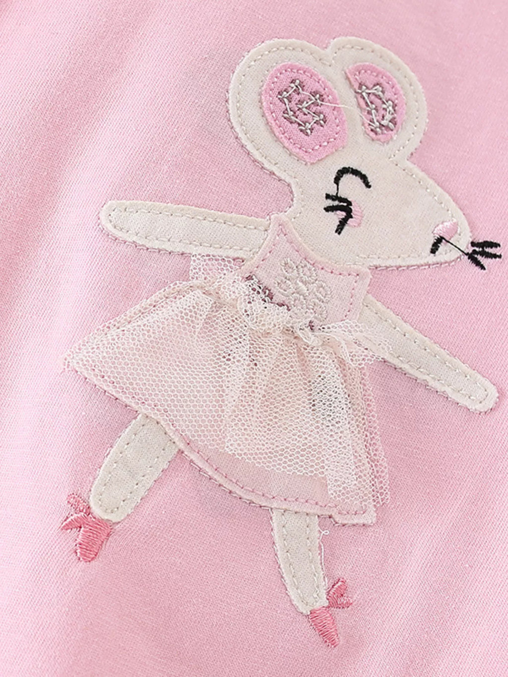 Children's Mouse Applique Ruffle Sleeve T-Shirt