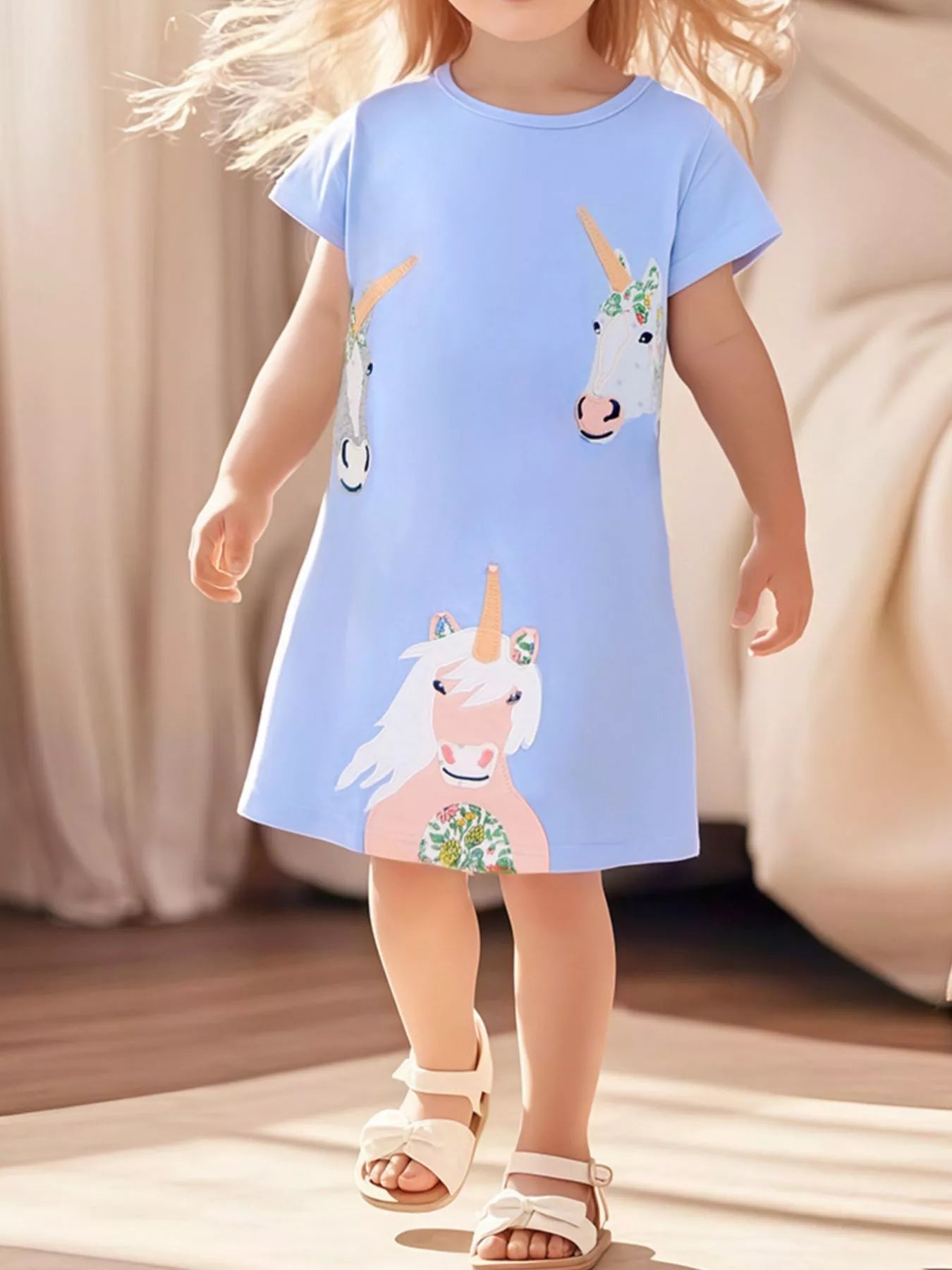 Children's Unicorn Print Casual Dress
