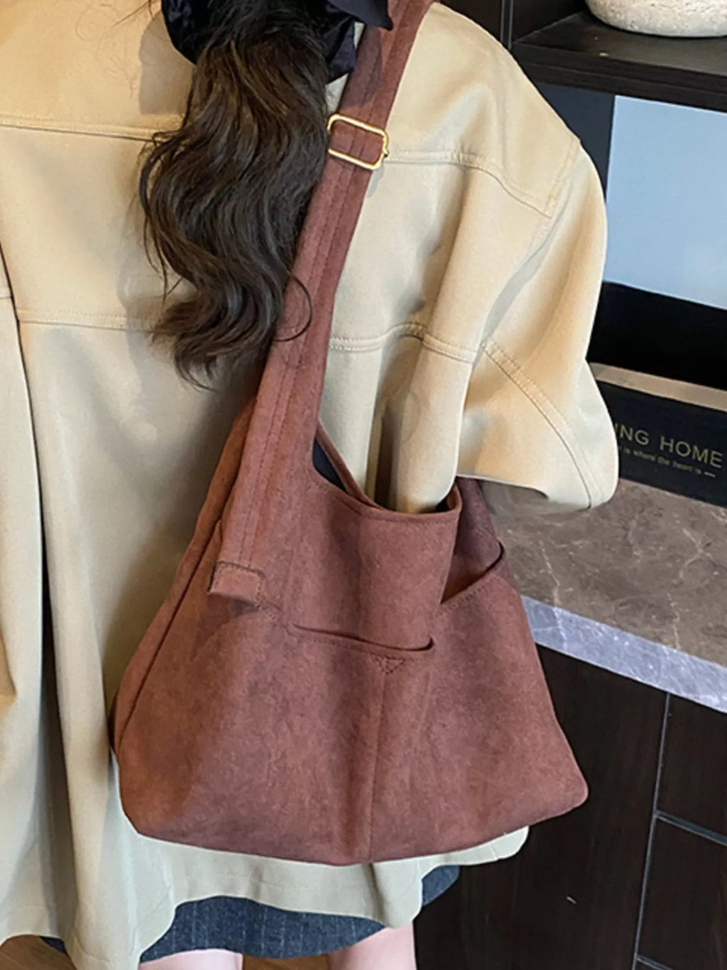 Minimalist Suede Shoulder Bag