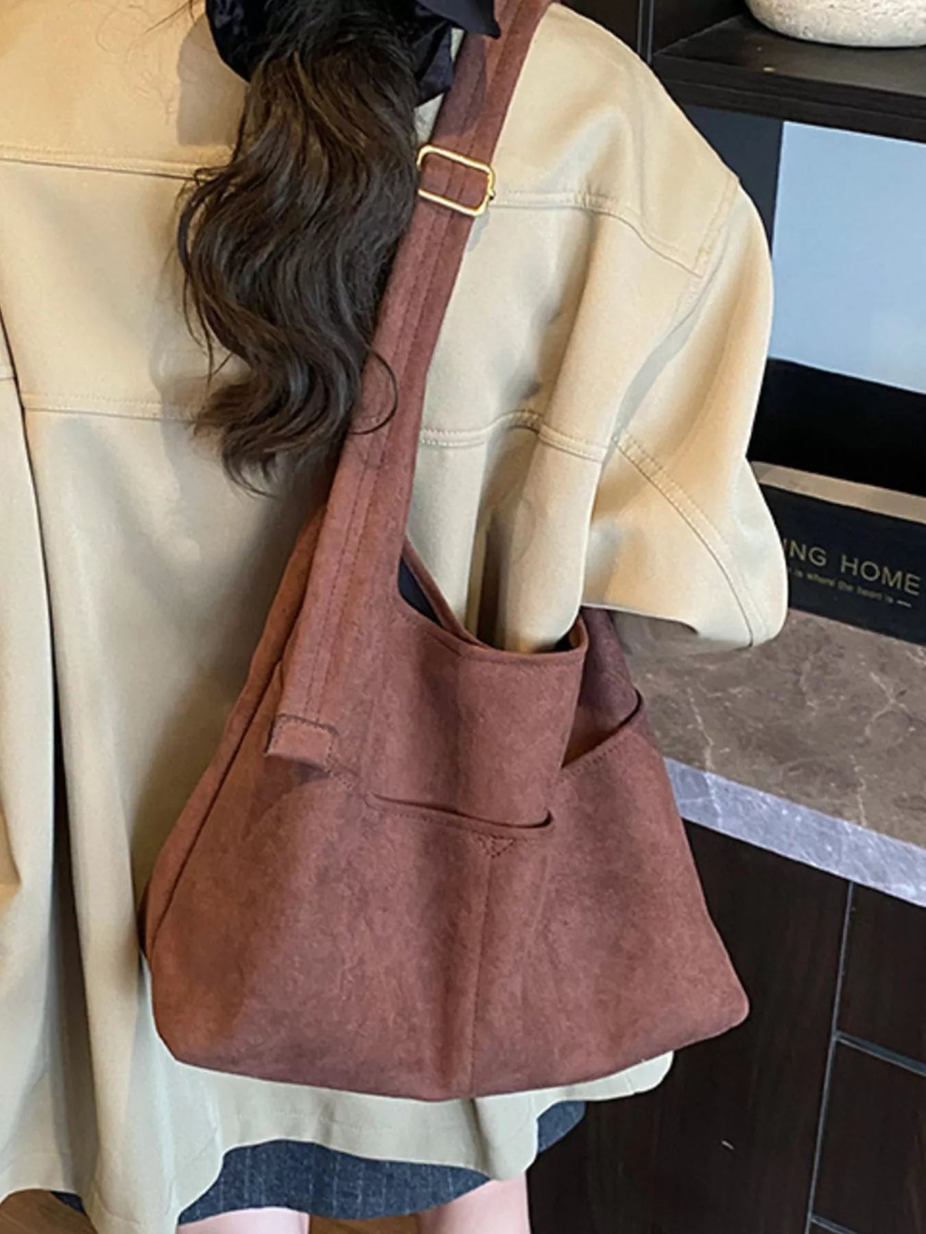 Minimalist Suede Shoulder Bag