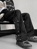 Men's Plus Size Snap Button Decor Loose Fit Pants