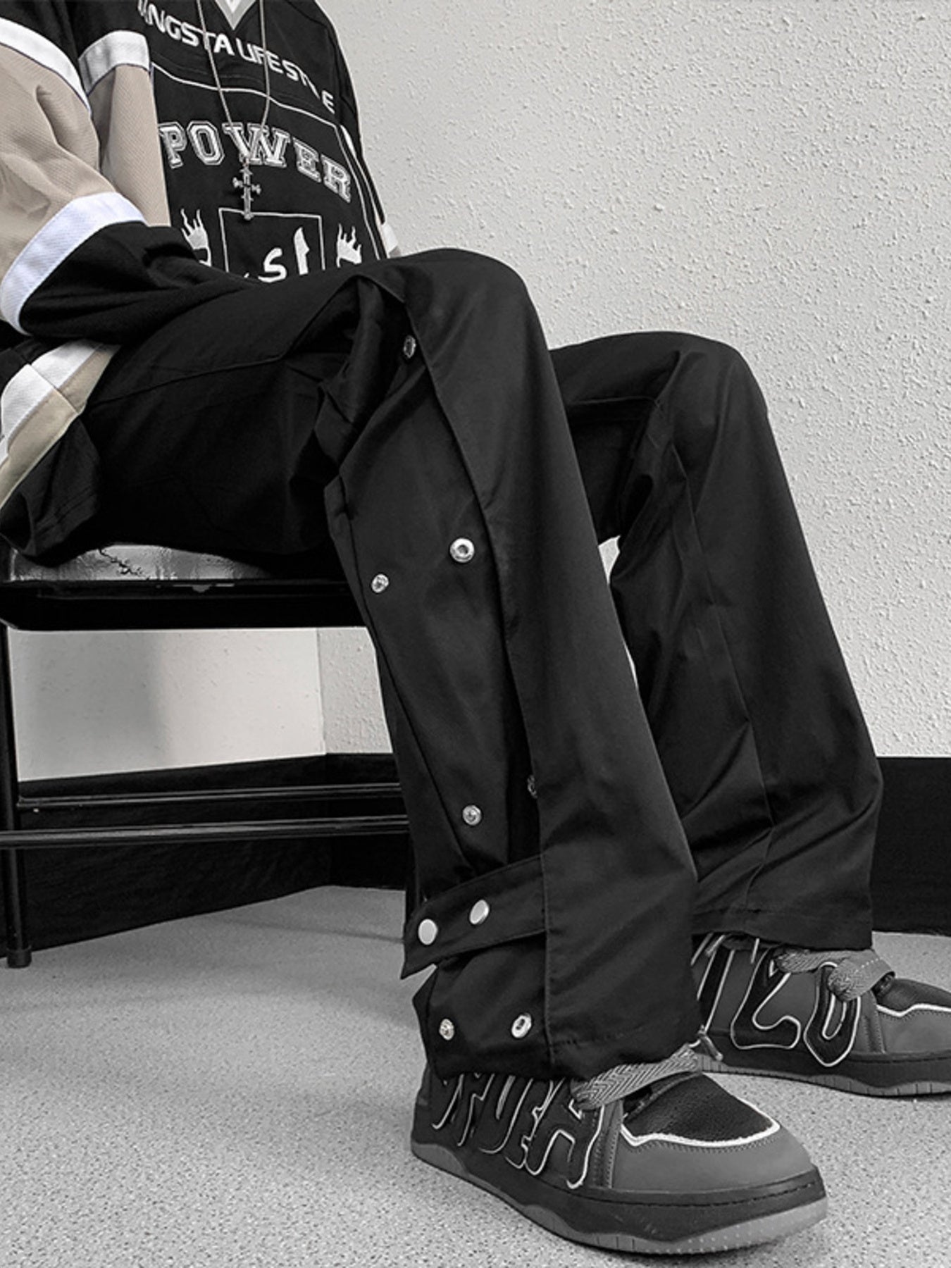 Men's Plus Size Snap Button Decor Loose Fit Pants