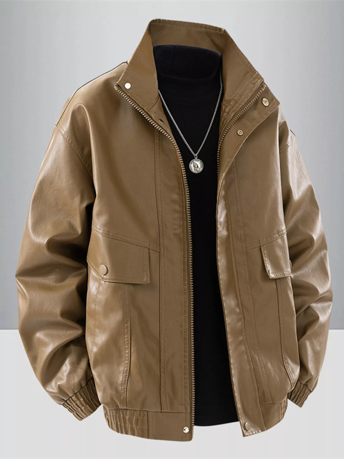 Men's Plus Size Casual Zip Up Jacket