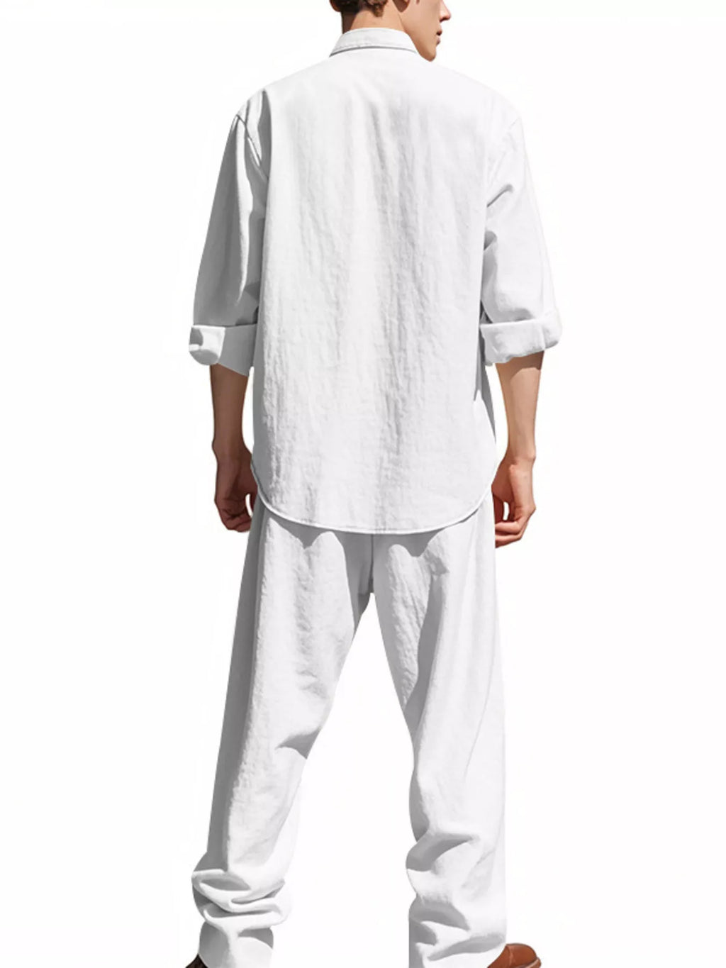 Men's Full Size Button Up Long Sleeve Shirt and Pants Plus Size