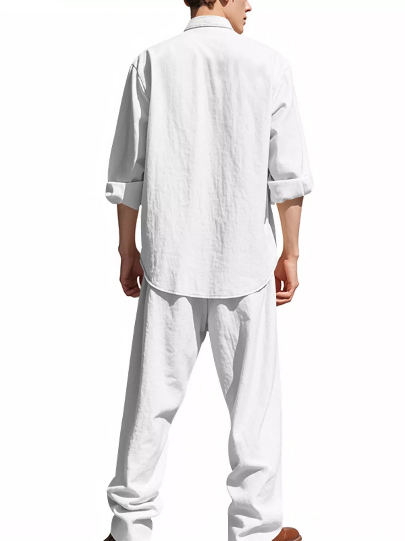 Men's Full Size Button Up Long Sleeve Shirt and Pants Plus Size