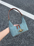 Denim Planet Decor Shoulder Bag