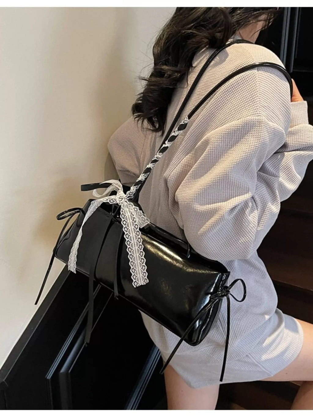 Lace Decor Shoulder Bag