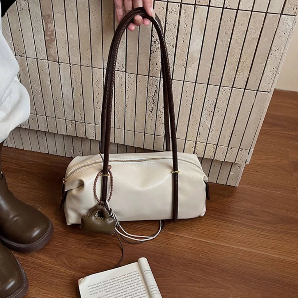 Leather Shoulder Bag with Charm