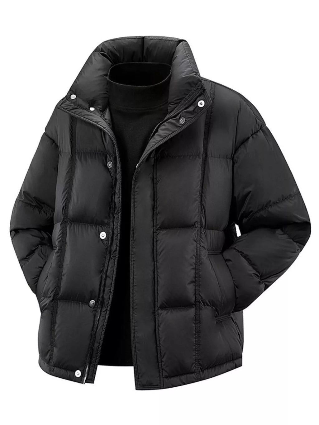Men's Plus Size Snap Down Padded Puffer Jacket