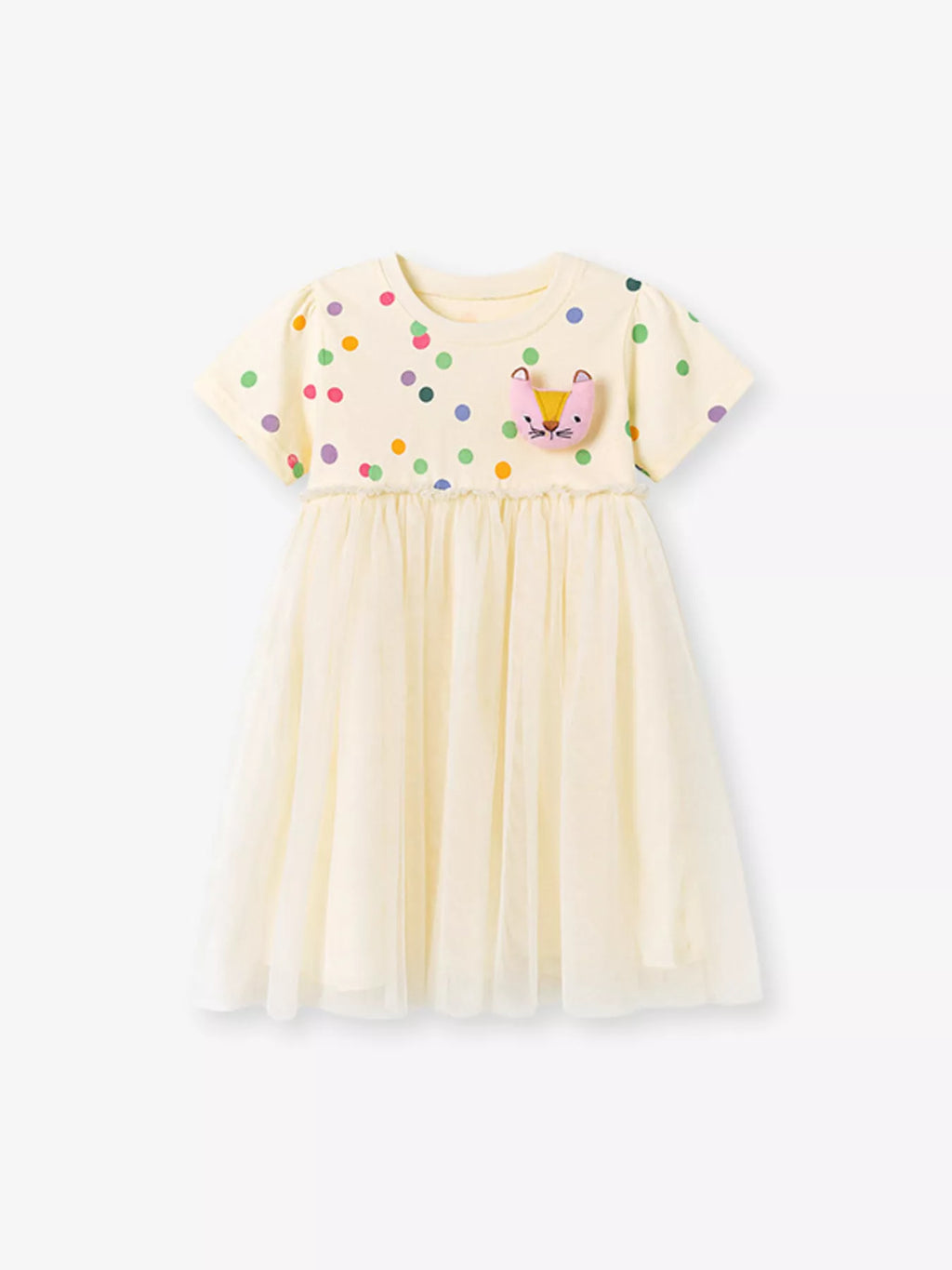 Children's Polka Dot Short Sleeve Tulle Dress