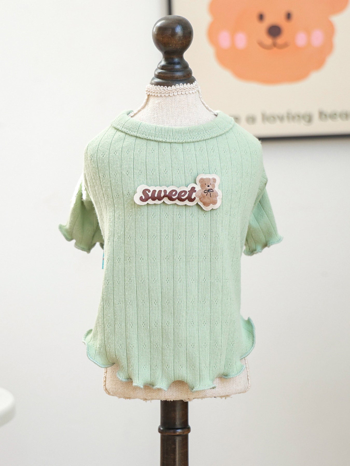 Sweet Bear Patch Ribbed Pet Top