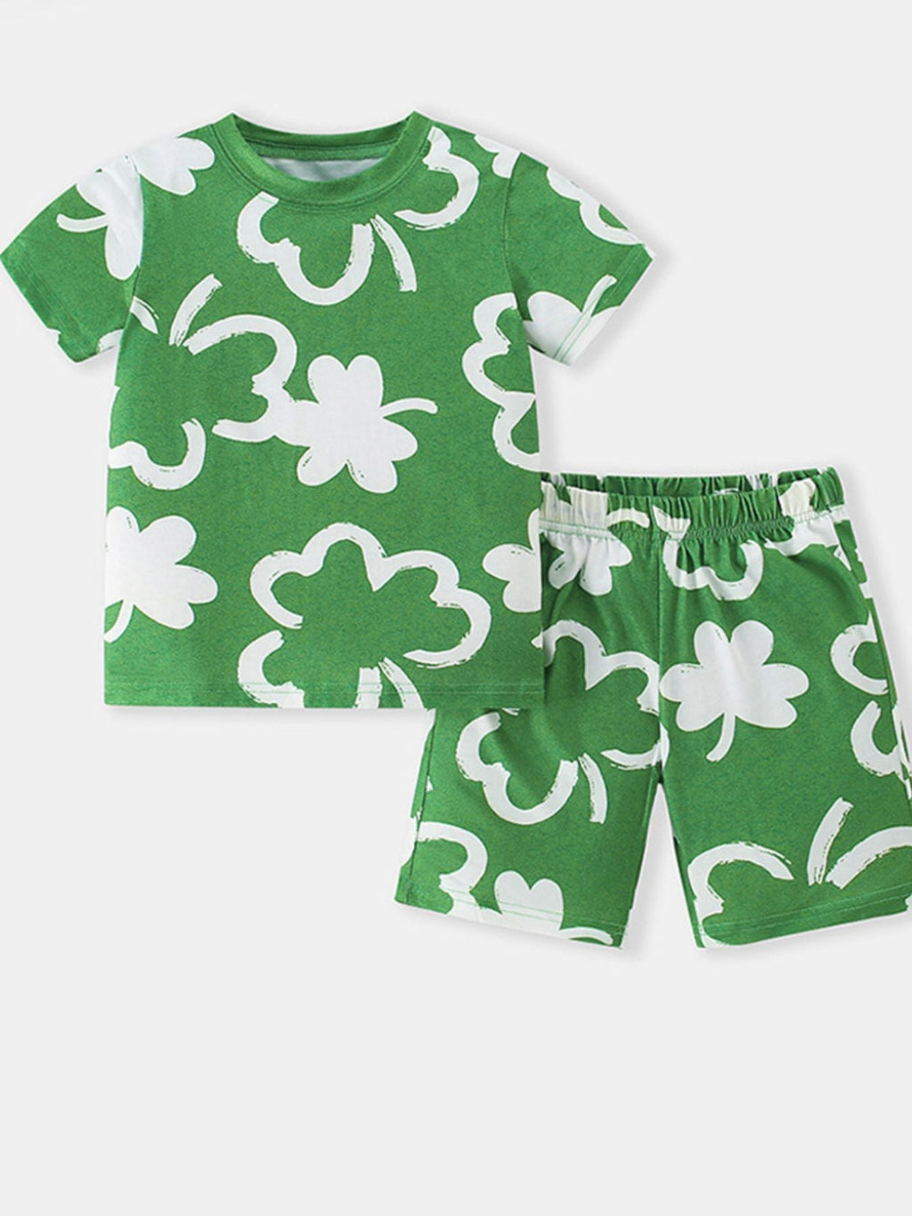 Children's Lucky Clover Print Tee and Shorts Set