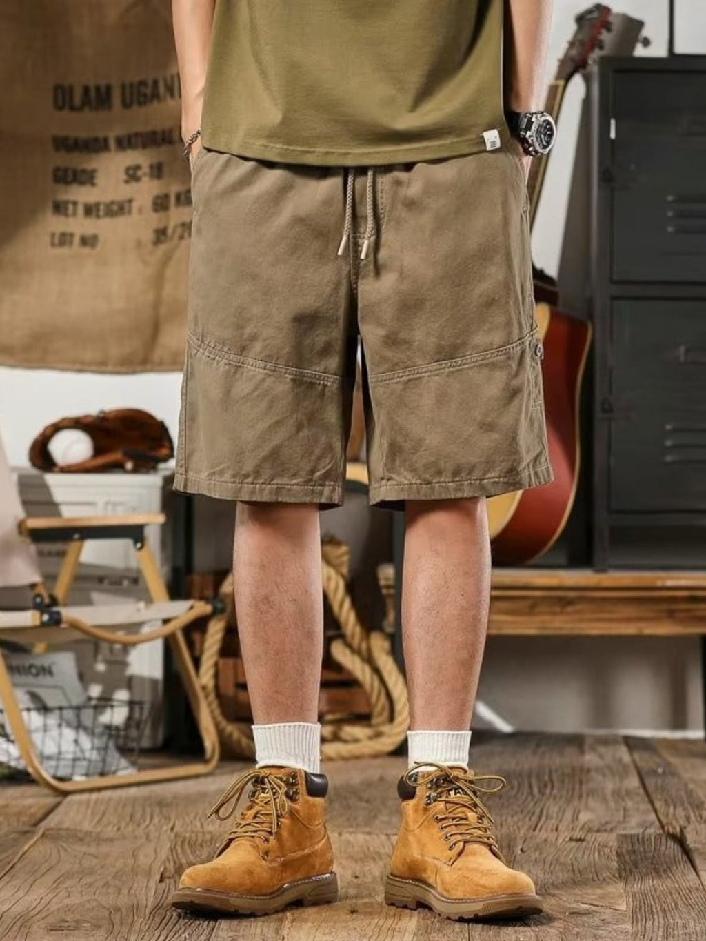 Men's Plus Size Drawstring Shorts with Pockets