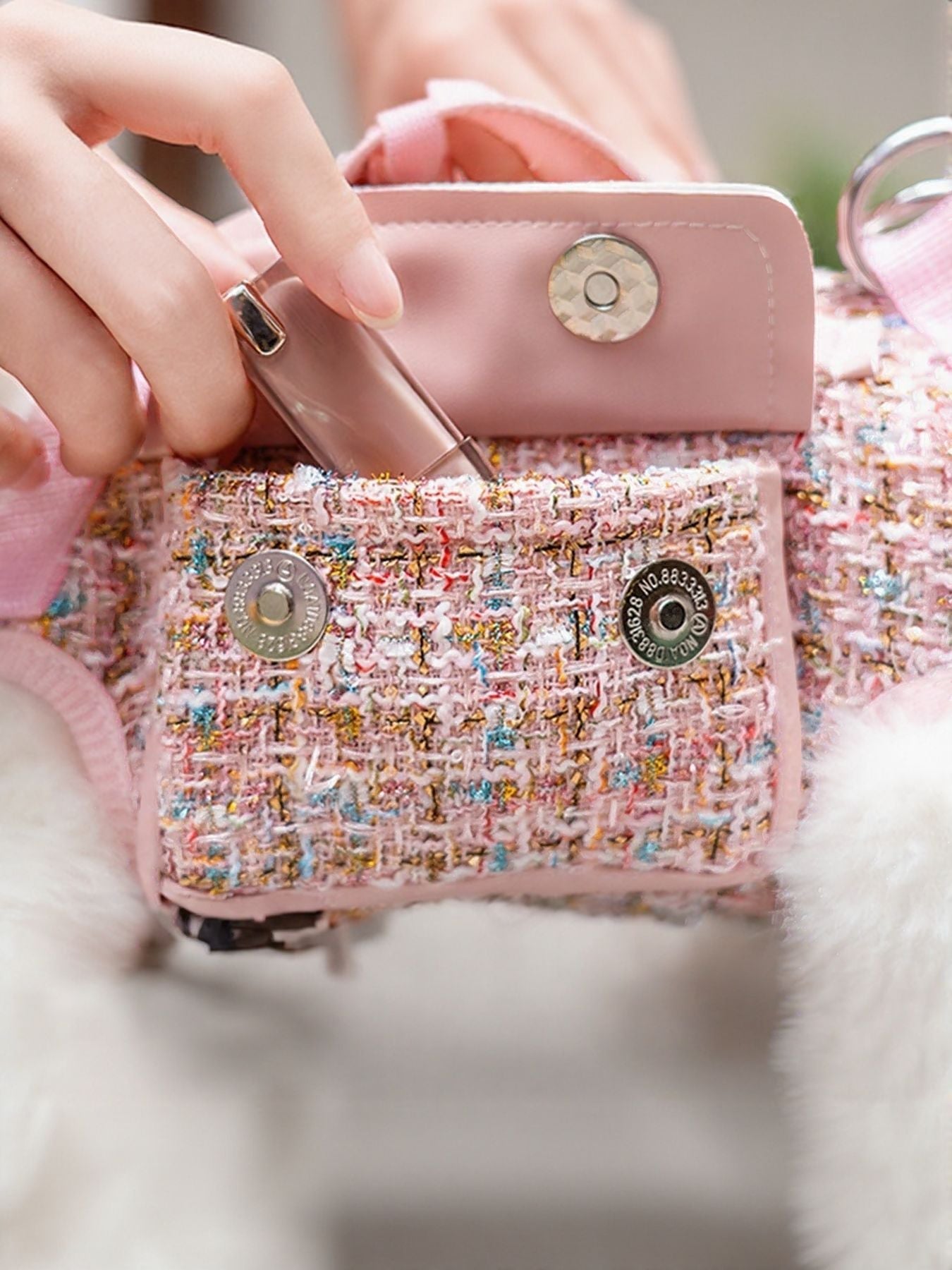 Tweed Pet Harness with Strap
