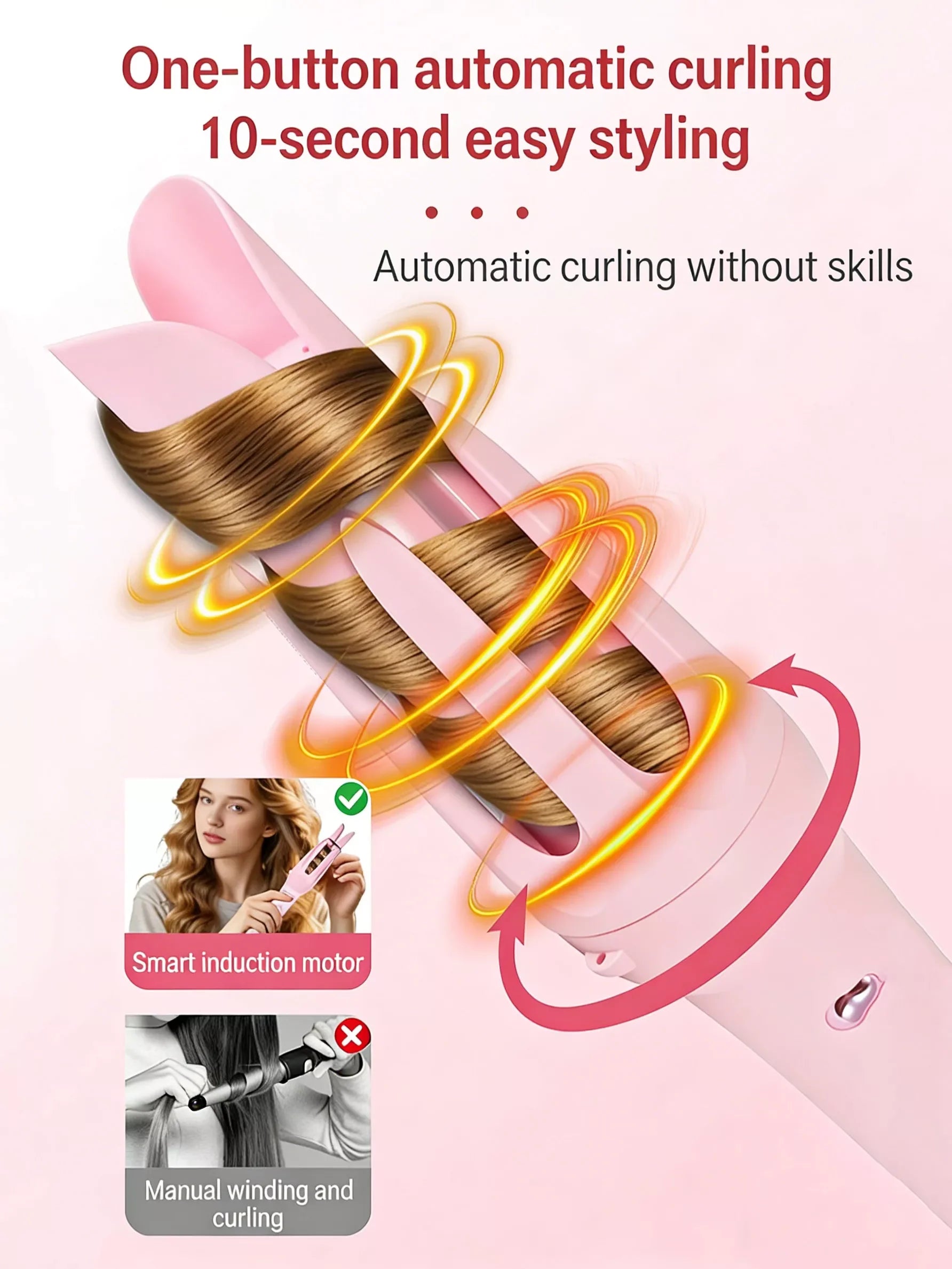 2-in-1 Automatic Rotating Ceramic Curling Iron