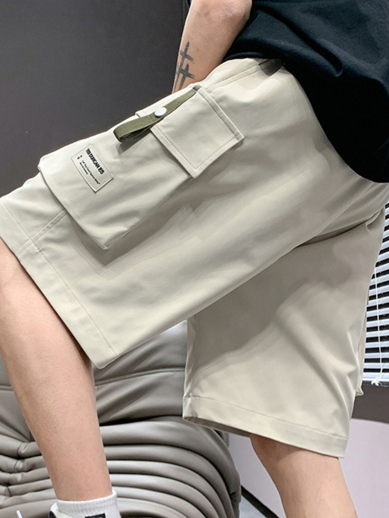 Men's Plus Size Casual Cargo Shorts with Drawstring