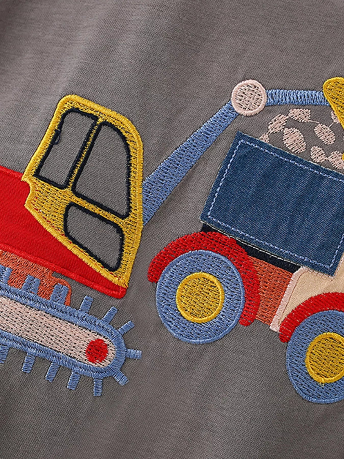 Children's Construction Vehicle Embroidered T-Shirt
