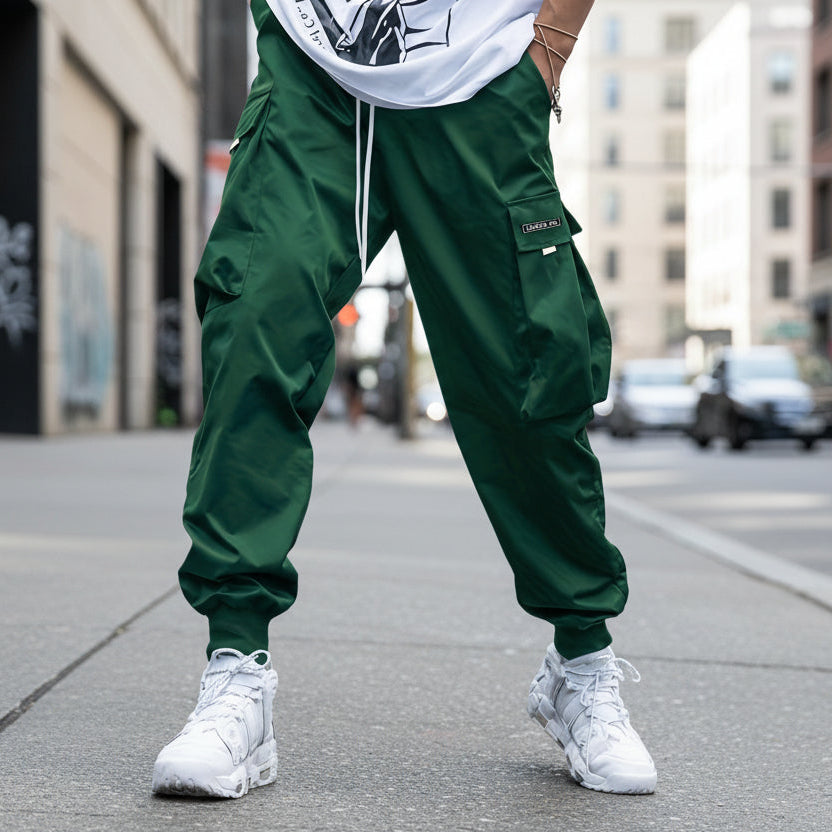 Men’s Multi‑Pocket Drawstring Cargo Pants