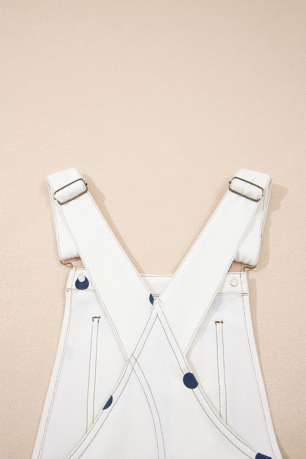 Jet Stream Polka Dot Print Bib Pocket Denim Barrel Overalls Jumpsuit