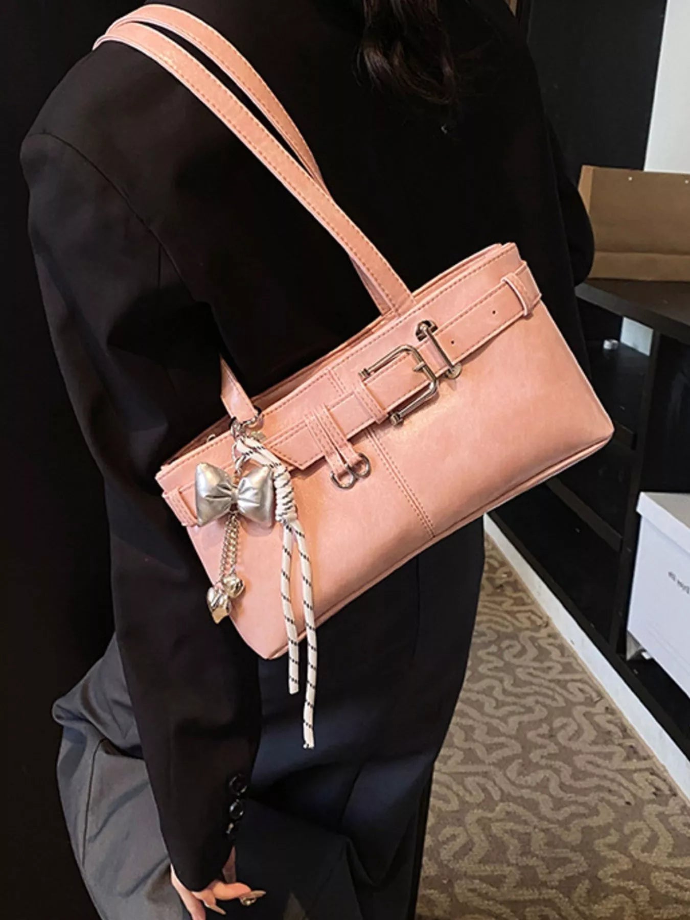 Buckle Decor Shoulder Bag