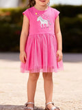 Children's Unicorn Round Neck Tulle Dress
